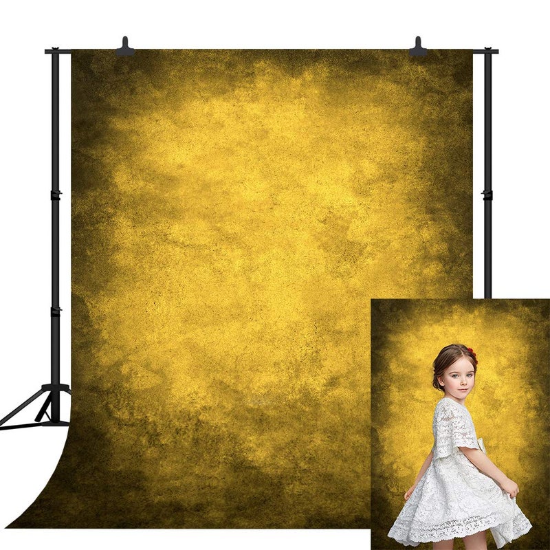 CapiSco 5X7FT Retro Abstract Yellow Portrait Backdrop Photography Portrait Abstract Background for Newborn Baby Child Adult Portrait Seamless Photo Headshot Props Photo Studio Backdrop SCO181A - Image 1